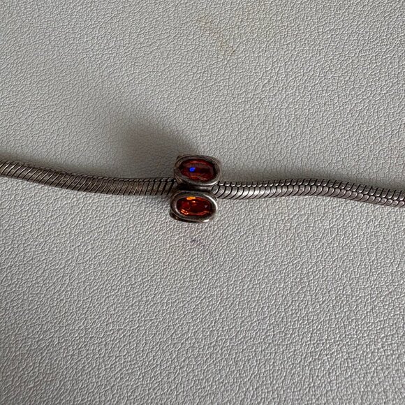 Pandora Sterling Silver 925 ALE Orange Zirconia Oval Lights Bead Charm - Picture 4 of 8